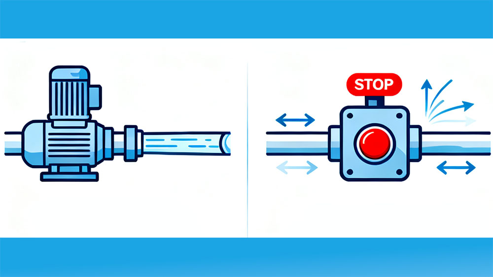 Как предотвратить гидравлический удар при запуске или остановке насоса