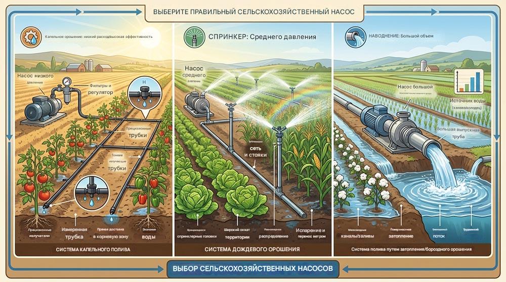Капельное, дождевальное или заливное орошение: выбор насоса для вашей фермы.
