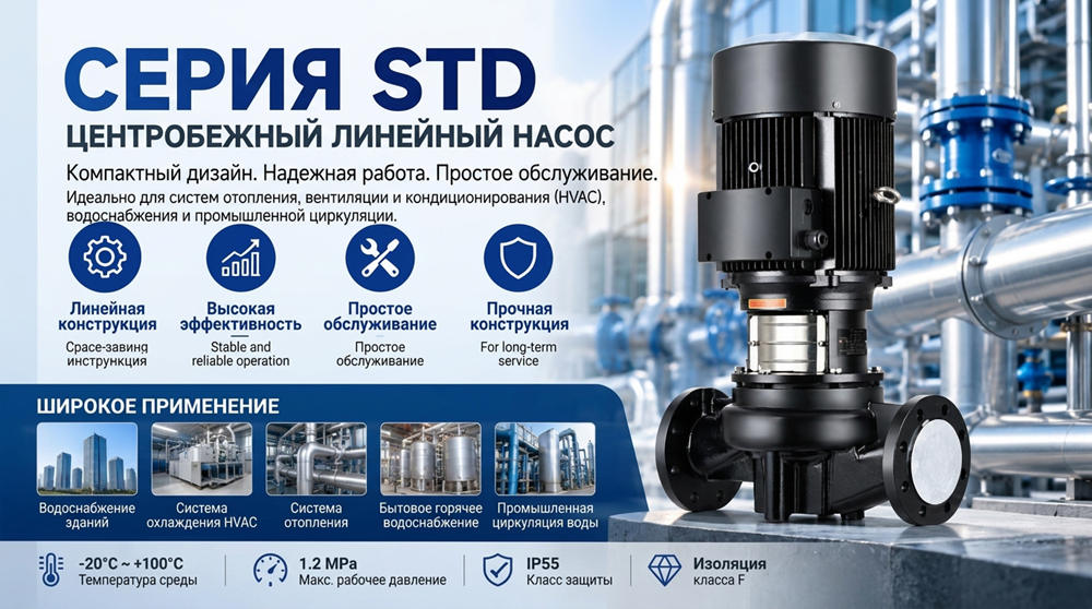 Stream STD: Центробежный Инлайн-Насос для Коммерческих и Промышленных Систем