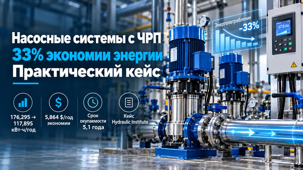 Насосная система с ЧРП: пример экономии 33 %