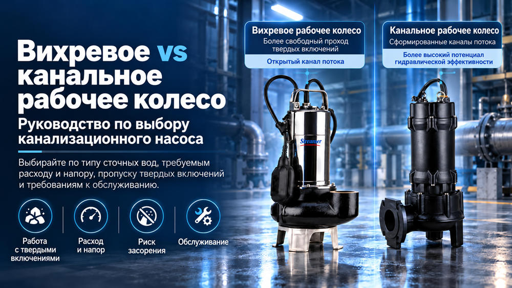 Вихревое или канальное рабочее колесо для стоков