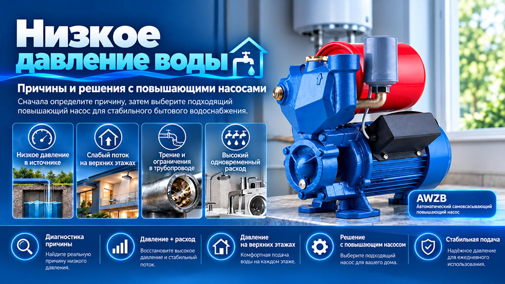Низкое давление воды: причины и выбор насоса Низкое давление воды: причины и выбор насоса