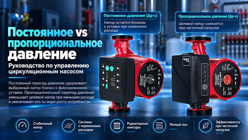 Постоянное или пропорциональное давление в циркуляционном насосе